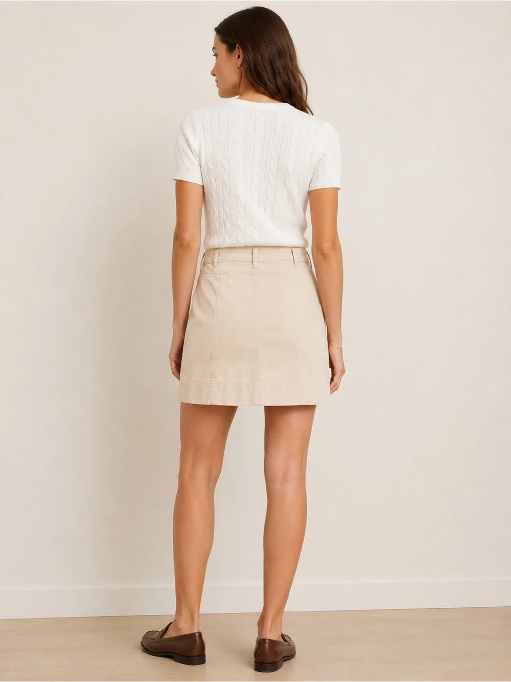 Lauren Ralph Lauren Ivory Button Front Cotton Twill Mini Skirt Size 4